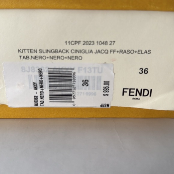 Fendi Colbi 55MM FF Logo Slingback Kitten Heel  Pumps NIB $995 EU36 - Picture 16 of 16